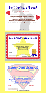 Printable Fathers Day Certificates Of Appreciation Gifts