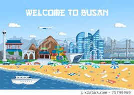 busan travel banner vector ilration
