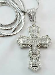 3d silver placed cross pendant