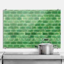 Green Tiles Kitchen Splashback Wall