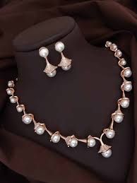 rose gold pearls jewellery set maharani