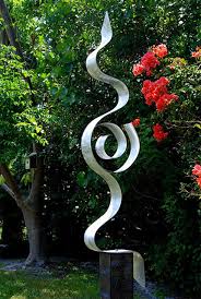 Abstract Silver Metal Garden Sculpture