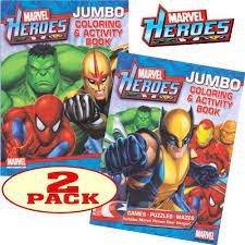 Jumbo coloring books for kids with exclusive marvel superheroes and villains illustrations such as iron man, captain america. Marvel Heroes Avengers Jumbo Coloring And Activity Book Set 2 Books Delight Your Marvel Heroes Fan With This Marve Wenn Du Mal Buch Marvel Comics Avengers