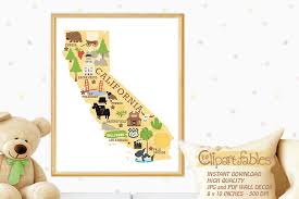 6 high resolution images to update the wal… California State Illustrated Map For Kids Cute Wall Art 700861 Decorations Design Bundles