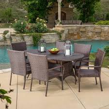 7 Piece Faux Rattan Outdoor Dining Set