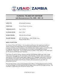 Sample application letters are listed below for the convenience of the readers. Usaid Zambia Job Announcement Clinical Tb And Hiv Advisor U S Agency For International Development
