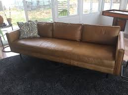 barely used west elm axel leather sofa