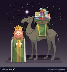king caspar camel and gifts Vector Image