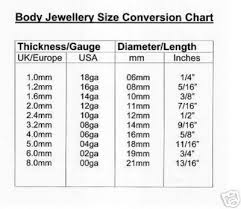 Cogent Piercing Ring Size Chart Cartilage Earring Size Chart