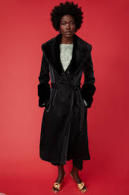 Faux Leather Trench Coat With Faux Fur