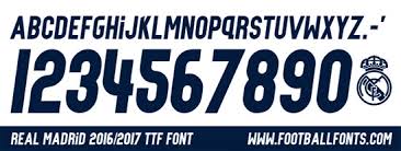 Create jersey with the font real madrid cf 2020/21 cup. La Liga Football Fonts