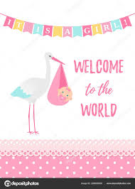 Baby Shower Girl Card Vector Baby Girl Design Cute Pink