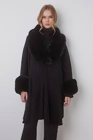 Cape With Faux Fur Details Bsb Fashion