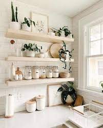 White Kitchen Open Floating Shelves