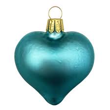 Matte Blue Blown Glass Heart Ornament
