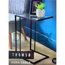 Sofa Side Table With Clear Glass Top
