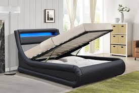 black faux leather ottoman bed frame