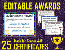 Middle School Award Certificates Editable By Kelli Lovingfoss Tpt