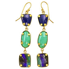 boulder opal gold dangle earrings
