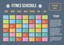 colorful flat fitness gym schedule template