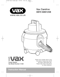 vax v 020 instruction manual pdf