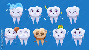 teeth cartoon characters clean and