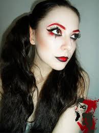 red black harley quinn makeup look