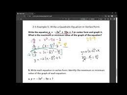 Quadratic Equation In Vertex Form