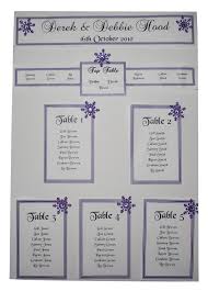 Personalised A3 A2 Wedding Seating Plan Table Planner Snowflake Many Colours