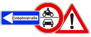 Parkverbotsschild mit und ohne pfeil, absolutes und eingeschränktes halteverbot: Deutsche Verkehrszeichen Nach Stvo