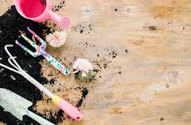 Gardening Tools With Pink Watering Can