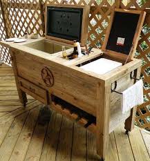 Backyard camping out is fun and exciting for the kids. New Super Duper Hand Made Weathered Wood Outdoor Ice Chest With Everything Diy Outdoor Bar Diy On A Budget Home
