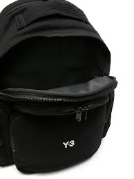 y 3 logo embroidered padded backpack