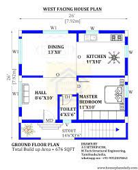 26x26 West Facing Home Design With