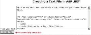 how to create a text file in asp net