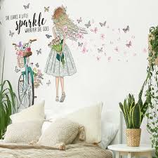 1pc Diy Fairy Girl Bike Wall Sticker