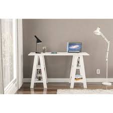 Simpli home sawhorse solid wood modern industrial 60 inch wide home office desk, writing table, workstation, study table furniture in medium saddle brown. Polifurniture Sawhorse Writing Desk White Overstock 21472660