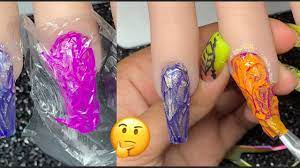trying plastic wrap nails new marble