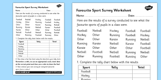 Favorite Sport Data Collection Year 5 Worksheet Tally