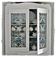 Easy Stenciled Glass Cabinet Doors