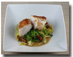 pan roasted monkfish with cabbage and bacon
