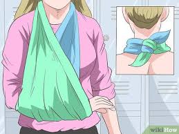 Find a piece of cloth that is about 5 feet (1.5 meters) wide at the base and at least 3 feet (1 meter) long on the sides. 3 Ways To Make A Sling For Your Arm Wikihow