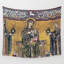 Virgin Mary Baby Medieval Mosaic