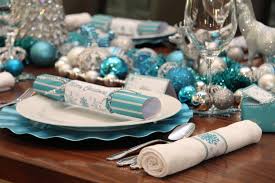 christmas table chic blue and silver