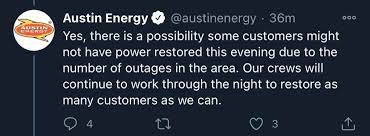 Contact your local utility company. Austin Energy Admits People Might Be Without Power Into The Evening Stay Warm And Be Safe All Austin