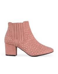 Mauve Studded Booties Qupid Shoes Women