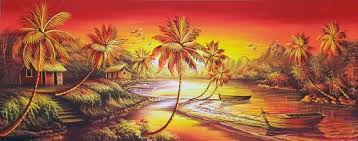 sunset painting beach landscape oil