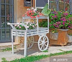 Wall Mural Wooden Cart With Flowers