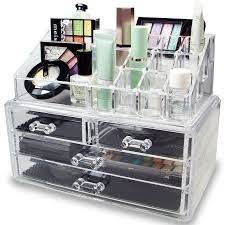 zimtown 4 drawer acrylic cosmetic organizer makeup case holder drawers jewelry storage box clear