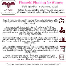 Find the best financial plan for you. Financial Planning For Women Survivors Checklist Ascor Independent Wealth Managers